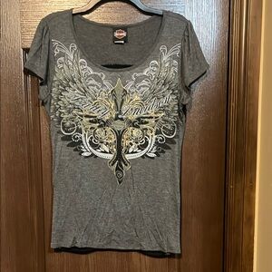 Harley-Davidson Gray Graphic Women's Top
